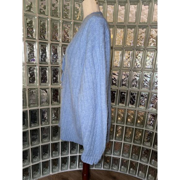 Helmut Lang Cardigan Wool/Alpaca Distress Button Blue Italian Yarn - Size Medium - Picture 6 of 12